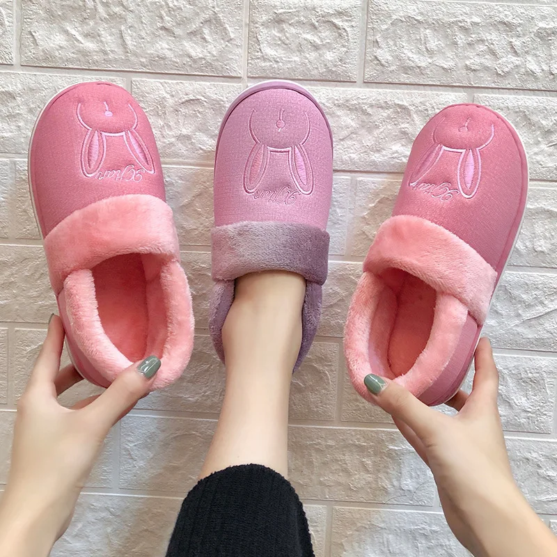 

Flat Couples Cotton Slippers mao rong xie Flat Bottom Couple Home Cott