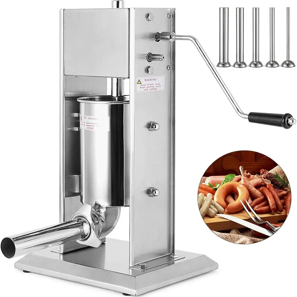 VEVOR Sausage Filler 3L/5L/7L Vertical Stainless Steel Commercial Grade Restaurant Meat Stuffer Manual Silver
