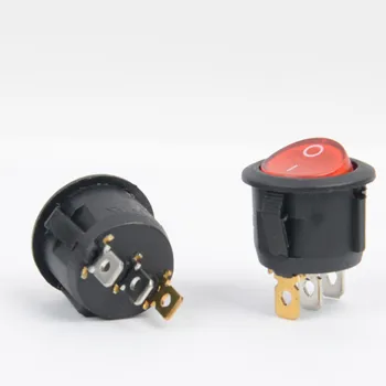 

100pcs red Neon 3 pin 4.8mm terminals 220V Universal LED illuminated Car button lights ON/OFF Round Rocker Switch Dash Boat