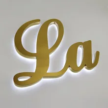 Горячая Распродажа, 3D металлическая вывеска с подсветкой, Золотой светильник из нержавеющей стали, вывеска с буквами для наружного или внутреннего украшения