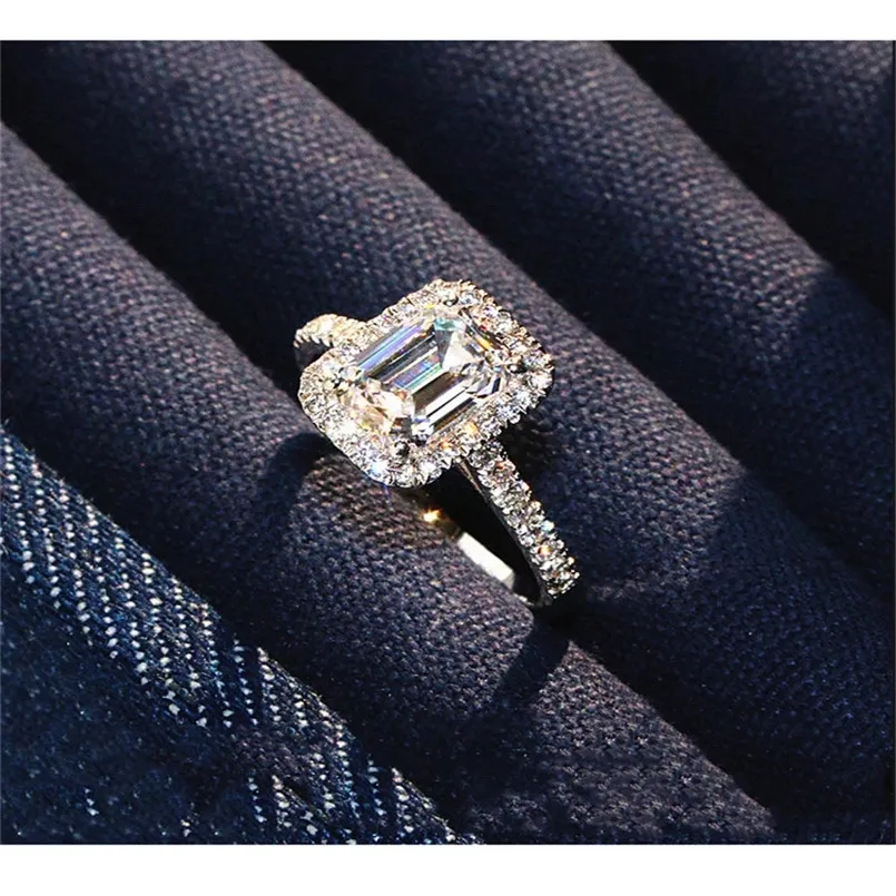 Cc提案リング長方形キュービックジルコニア輝き結婚式の婚約指輪セットジュエリーアクセサリードロップ無料CC3123 AliExpress