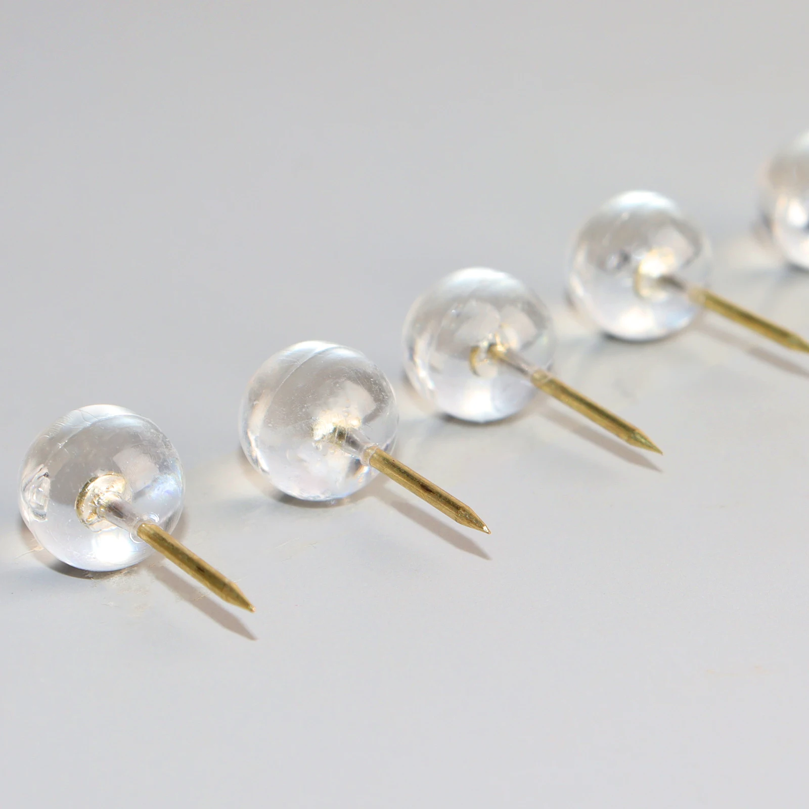 pces diamante push pins na caixa reutilizável bola de ouro claro empurrar pinos de plástico thumbtacks para mapa placa de cortiça memo