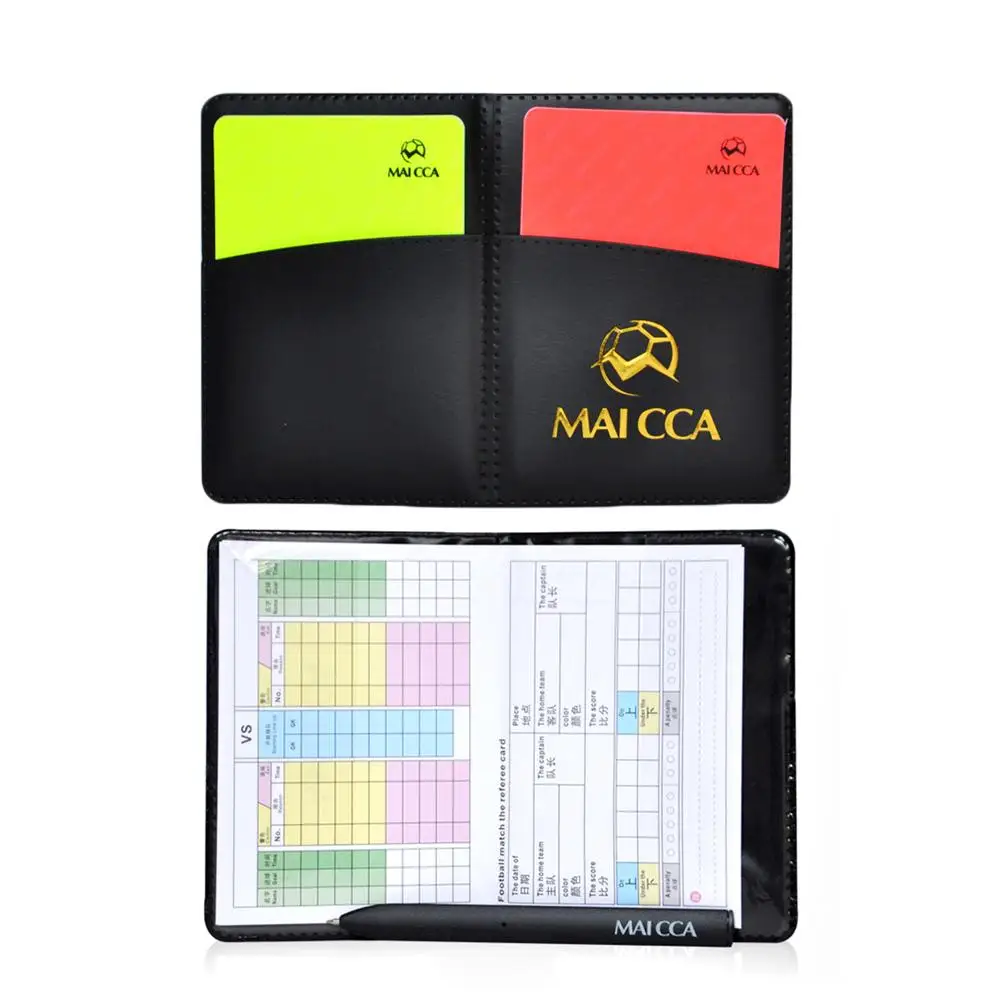 Professional Soccer Referee Wallet Football Red Yellow Card Pencil Log Book JB 