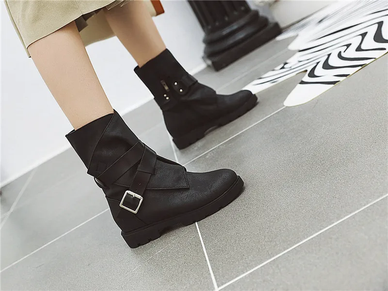 FEDONAS Classic Metal Buckle Women Plus Size Ankle Boots Leather Fashion Short Boots Party Basic Shoes Woman Height Increasing