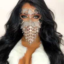 Танец живота костюм головные уборы монеты маска для лица, вуаль Племенной арабский Африканский Египет позолоченный аксессуар