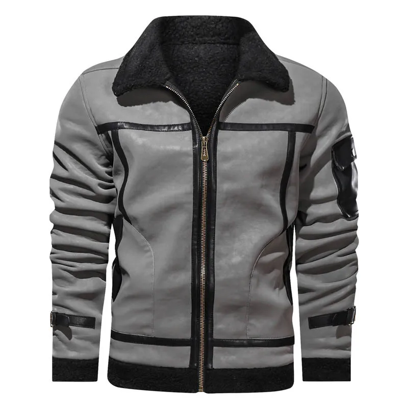 Mcikkny Men Wool Leather Jackets And Coats Fur Collar Winter Warm Outwear Coats Male Top Clothing Windbreak (15)
