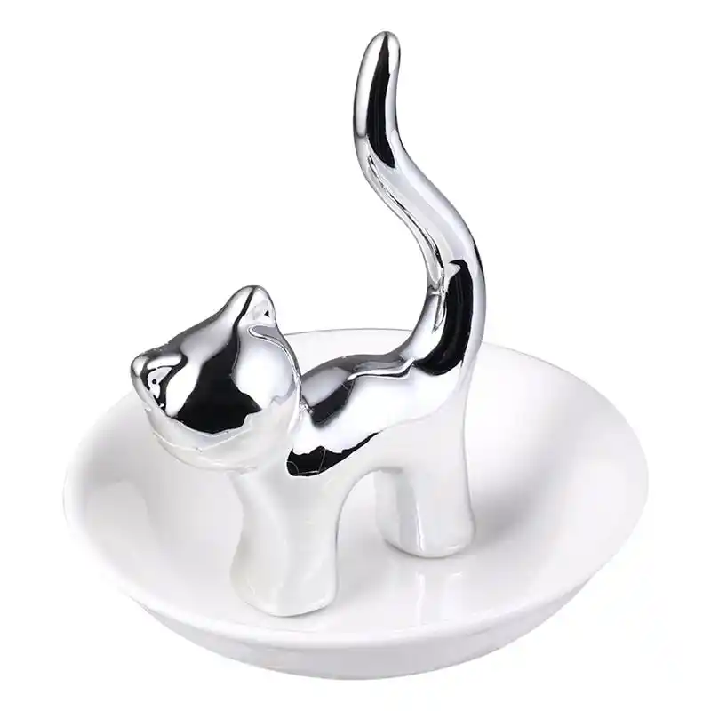 Presentoir De Bijoux En Ceramique Chat Argent Plateau De Bibelot Support De Rangement Plateau De Service De Bijoux Decoration De Table Aliexpress