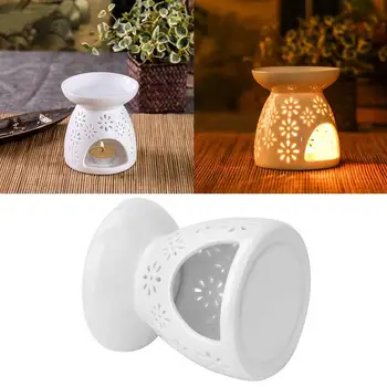 

Mini Ceramic Aroma Essential Oil Lamp Hollowing Candle Furnace Essential Oil Furnace Incense Burners Home Furnishing Decoration