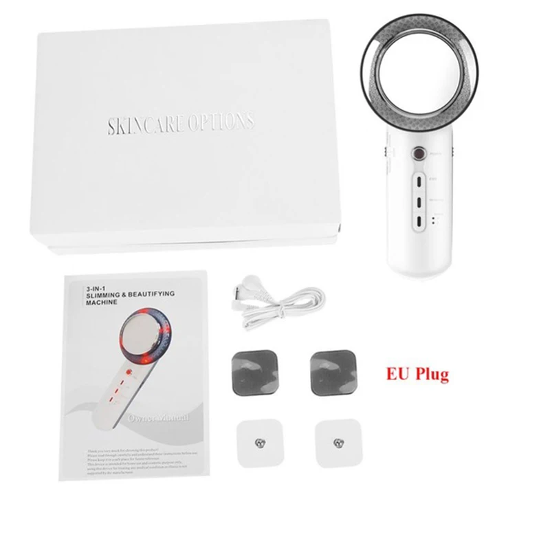 02 EU PLUG 3 in 1 Ultrasound Cavitation Body Slimming Massager Weight Loss Anti Cellulite Fat Burning Painless Galvanic Infrared Massager - Цвет: 02 EU PLUG