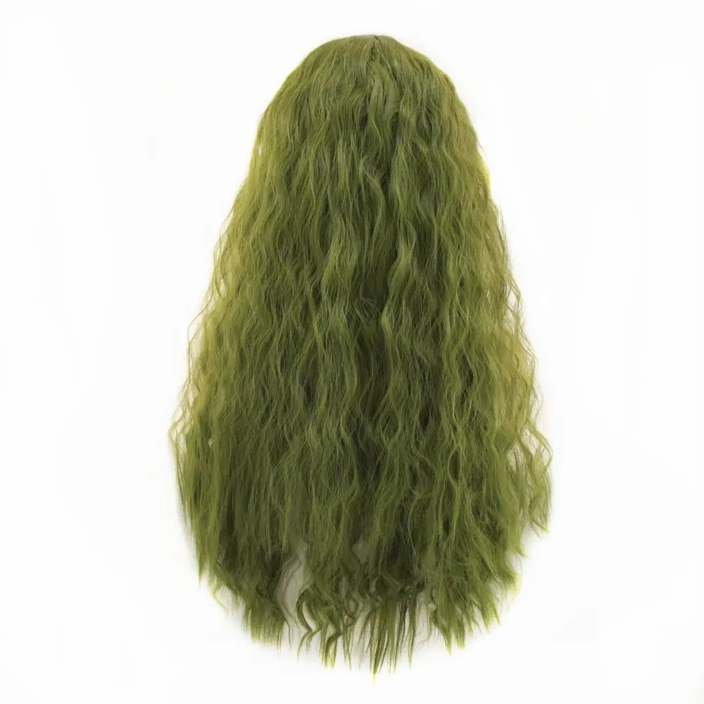 Long Wavy Synthetic Lace Front Wig with Baby Hair Glueless Green High Temperature Heat Resistant Fiber Hair Wigs For Women