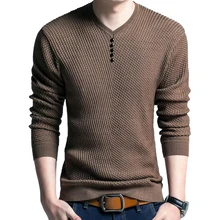 Мужской свитер, Повседневный пуловер с v-образным вырезом, Мужская Осенняя приталенная рубашка с длинным рукавом, мужские свитера, вязаный кашемировый шерстяной пуловер P110801