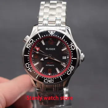 

Luxury brand top bliger 41mm black dial ceramic bezel GMT function automatic movement men's wrist watch