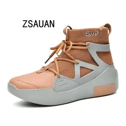 ZSAUAN/2019 мужские кроссовки с высоким берцем; Повседневная обувь; модные мужские легкие тканевые Легкие дышащие кроссовки для носков ботинок