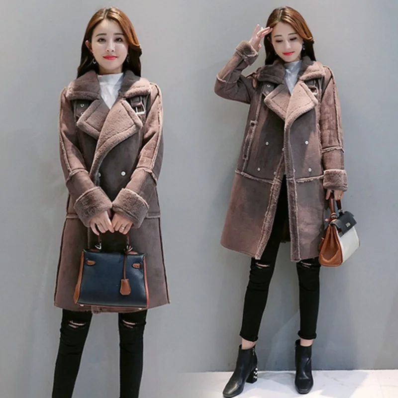 

Lambs Wool Coat Women's Winter 2019 New Style Korean-style Loose-Fit Fur Cotton-padded Jacket Mid-length Deerskin Velvet Cotton