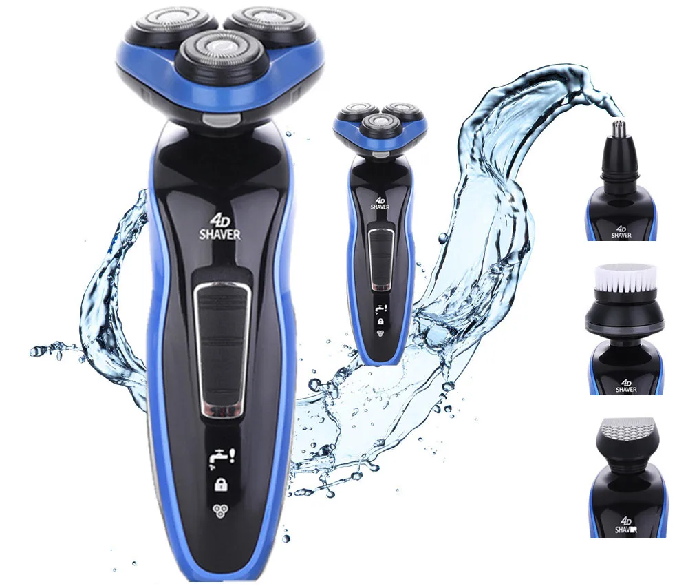 

Hot Selling Men Multi-functional Shaver Full Body Waterproof Rechargeable 4D Electric Shaver da shuo Three Cutter Head Flo