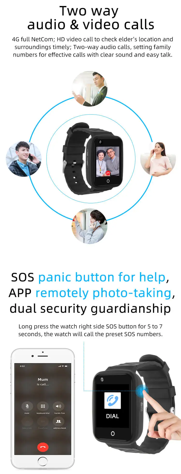 sos smartwatch gps rastreador relógio de pulso crianças gps relógio de pulso pulseira de telefone relógio digital gps