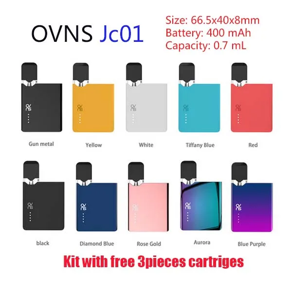 

Original E Cigarette ovns Jc01 Player End And 4 0.7 Ml Battery Panel Led 400mah Battery Module Steam Engine Pod Vape