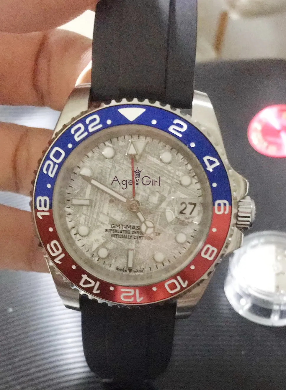 

Famous Brand New Men Automatic Mechanical Watch Red Black Rubber Ceramic Bezel Duale GMT II Stainless Steel Sapphire Luminous