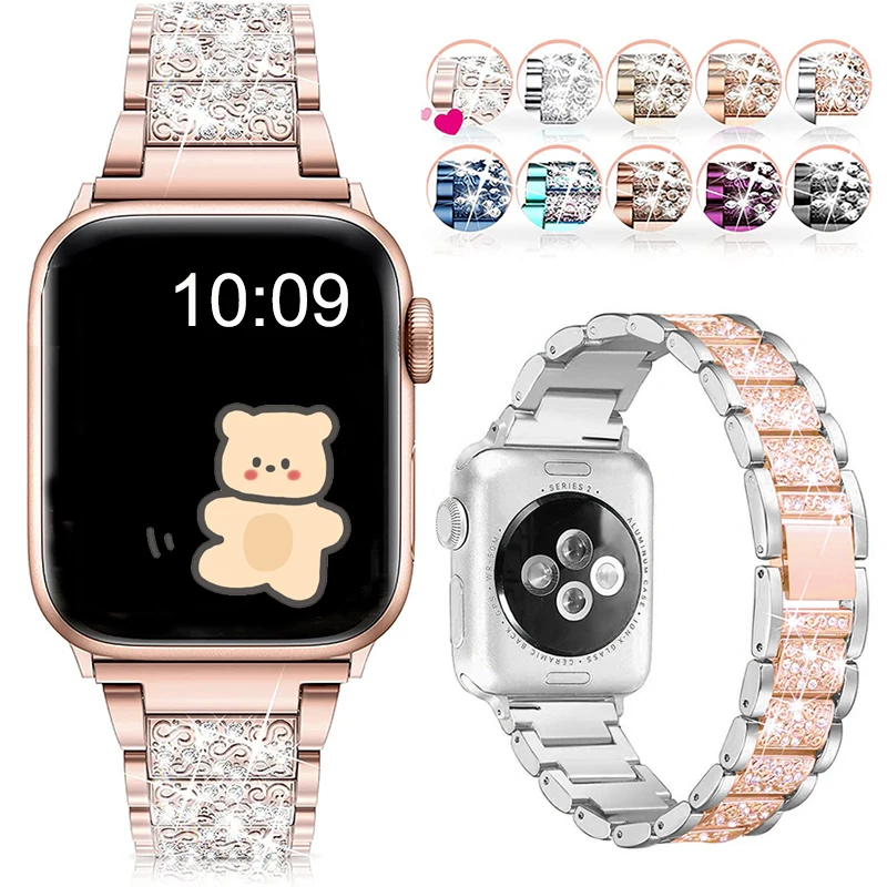 

Jewelry chain strap For Apple watch band 40mm 44mm 42mm 38mm Loop bracelet diamond wrist watchband for iWatch series 6 5 4 3 SE