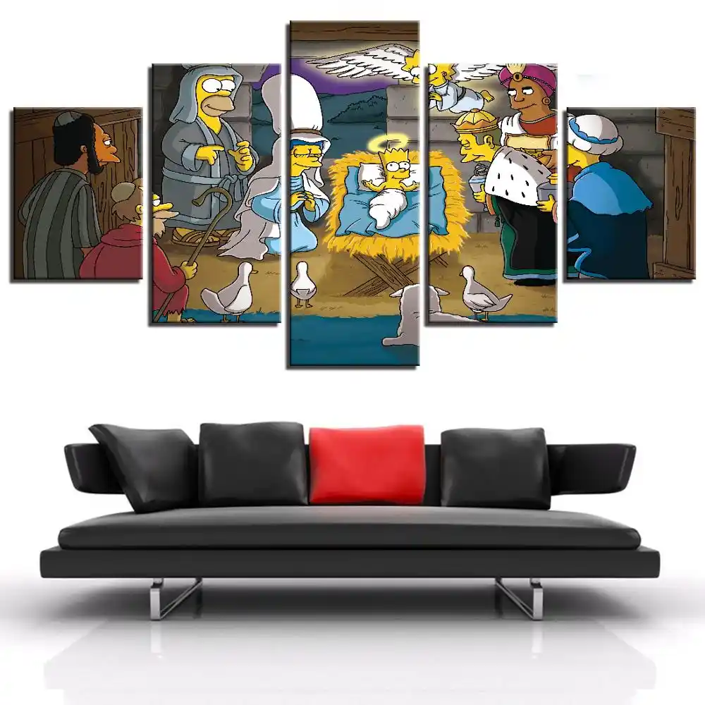 Home Decor Canvas Prints Painting Animation 5 Pieces Simpson