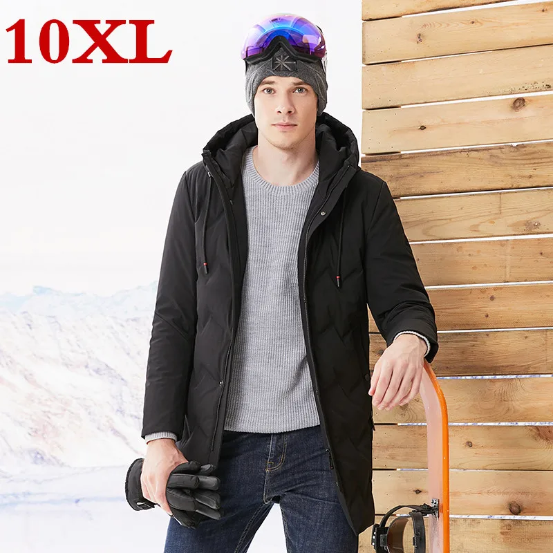 

plus size 10XL 9XL new Hooded White Duck Down jacket For Men High Quality Warm Down Jacket Parka Real Fur Winter Thick