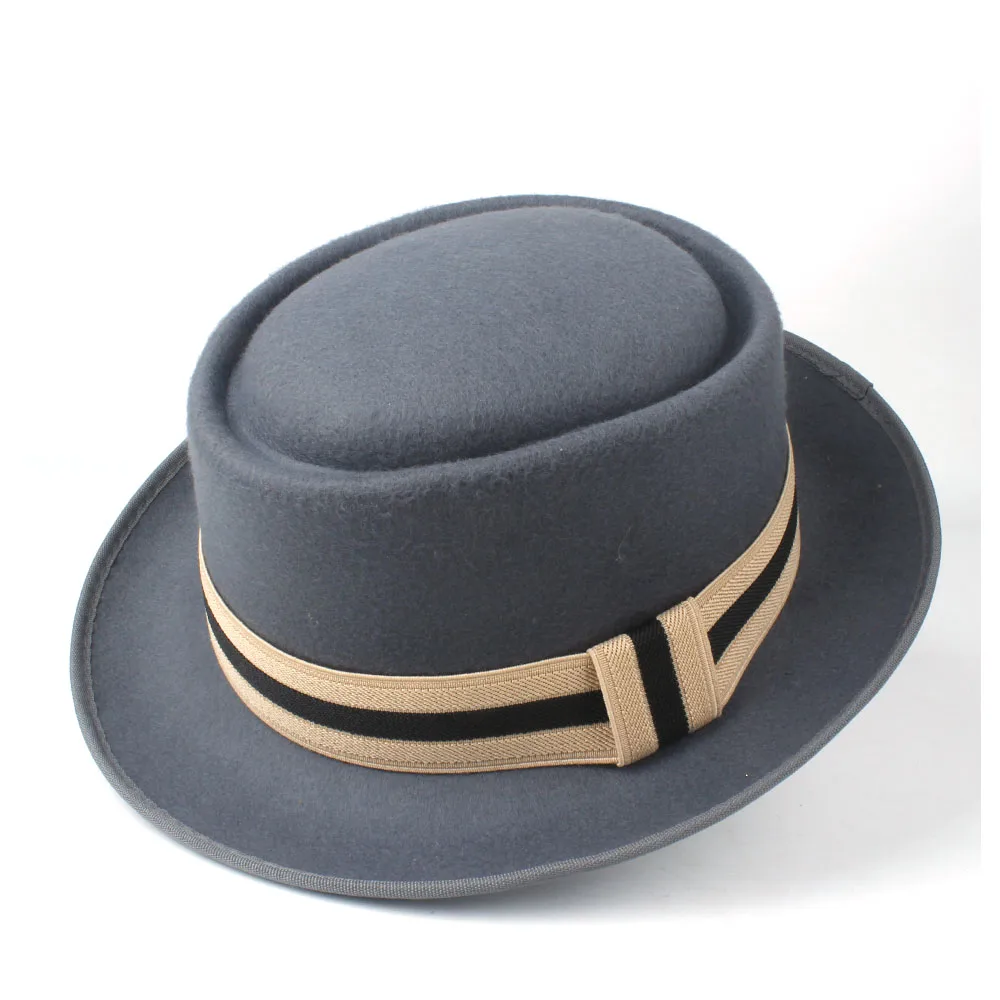Fashion Men Women Pork Pie Hat Party Hat For Lady Fedora Hat For Gentleman Outdoor Flat Fedora Jazz Hat Size 58CM