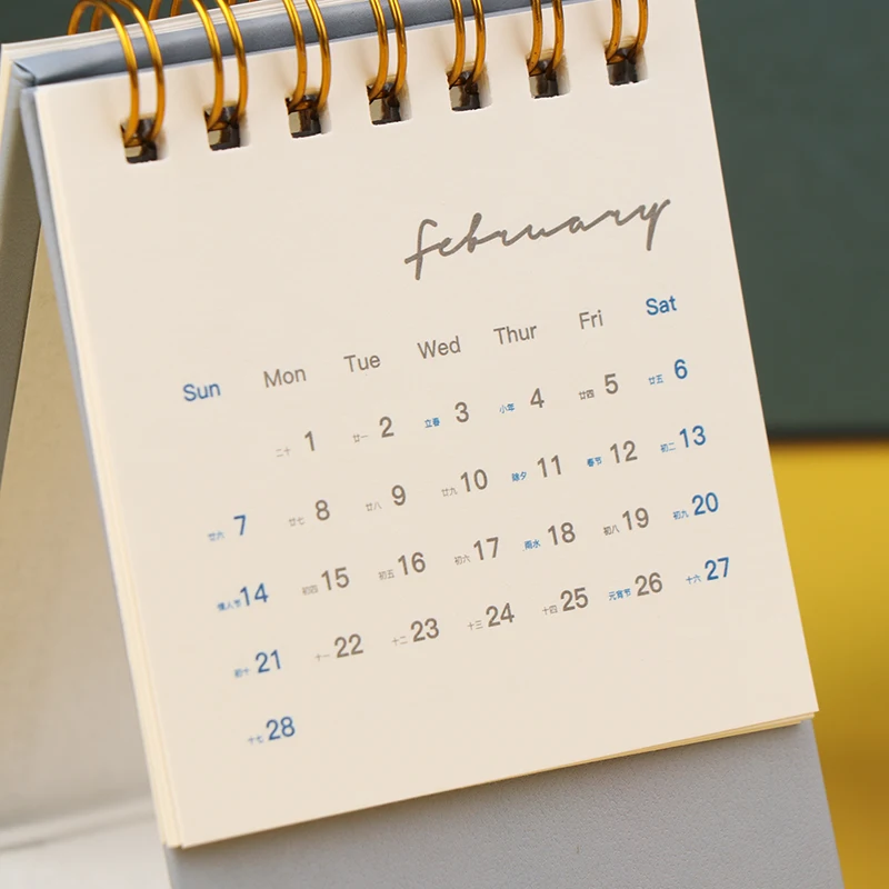Mini Calendario de escritorio, creativo, serie monocolor, calendario de escritorio portátil, bricolaje, planificador diario, oficina, 2021