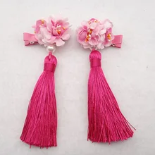 Новые продукты, цветные тканевые Цветочные кисточки, пара заколок для волос в китайском стиле, детский древний костюм, головной убор и заколка для волос