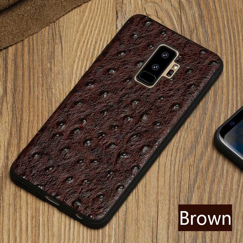 Brown Кожаный чехол для samsung Galaxy S7 S8 S9 S10 Plus, защитный чехол из кожи страуса для samsung A70 A30 A40 A50, чехол - Цвет: Brown
