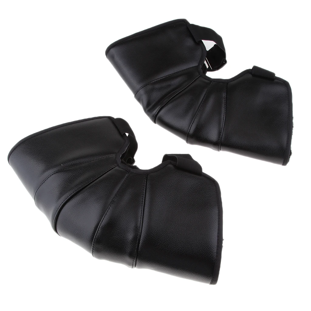 35cm Black Leather Motorcycle Warm Knee Pad Leg Warmer Protector Adjustable