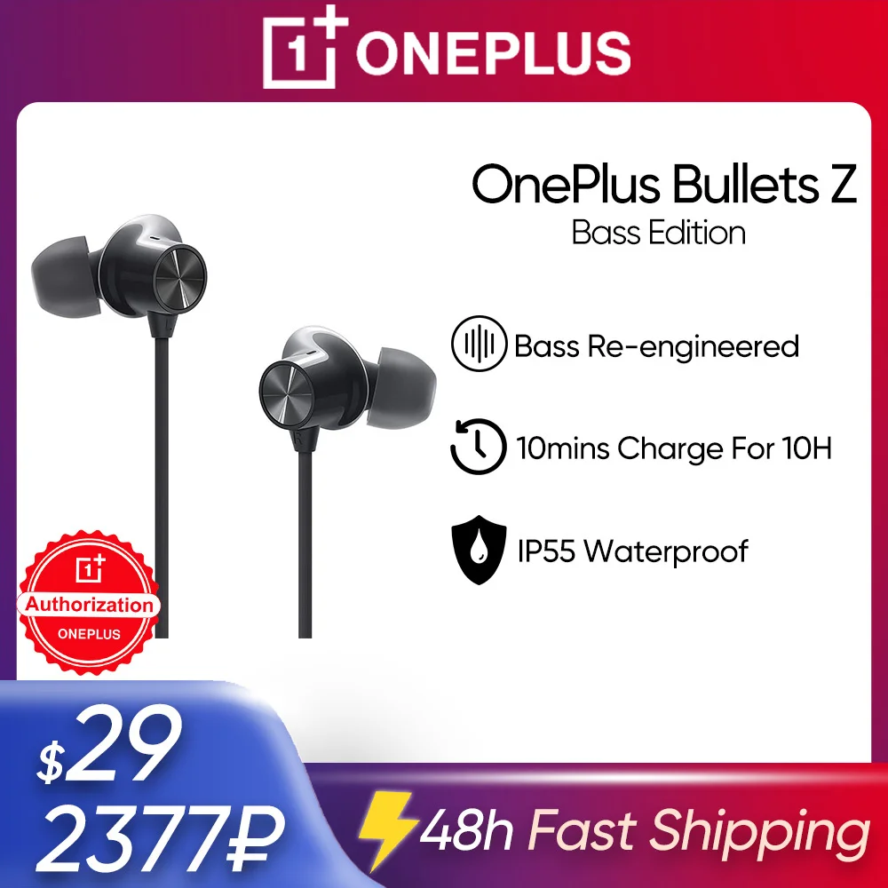 Беспроводные наушники-вкладыши Global OnePlus Bullets Z басовая версия Bluetooth-наушники