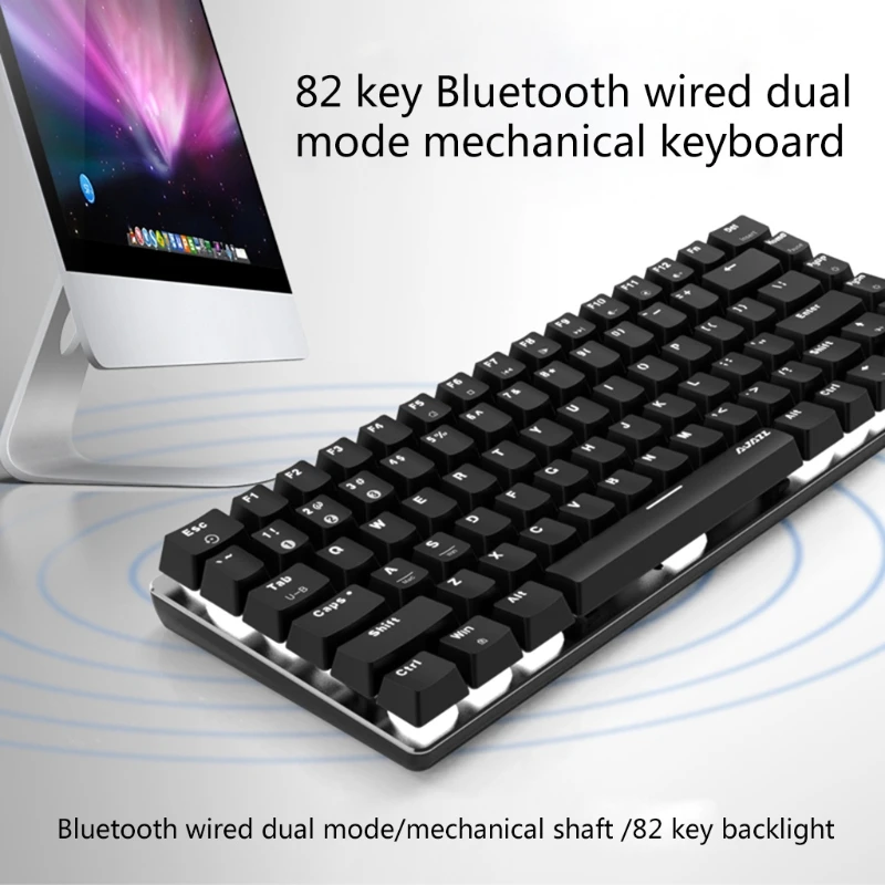 Ajazz AK33 Mechanical Gaming Keyboard Cool LED RGB Backlight Switch 82 Keys Bluetooth Wired Keypad for PC Games