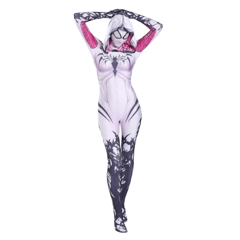 thumbnail image 1 of Disfraz de superhéroe Gwen Stacy, traje de Cosplay Into The Spider Verse, Gwenom, tela de licra, mono Zentai para Halloween, hombre y mujer, 1 of 4