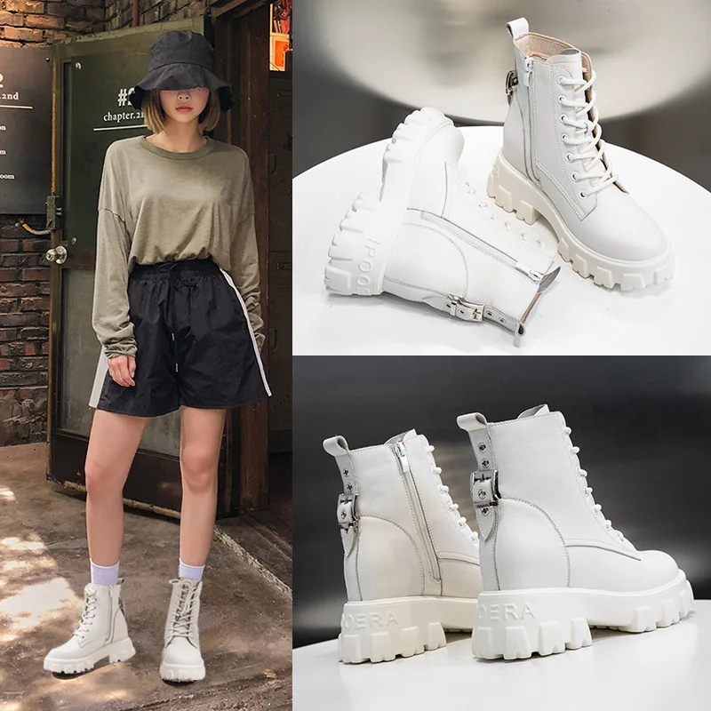 

Elevator WOMEN'S Shoes 2019 Autumn & Winter New Style Online Celebrity Platform Thick Bottomed Martin Boots WOMEN'S Boots Single