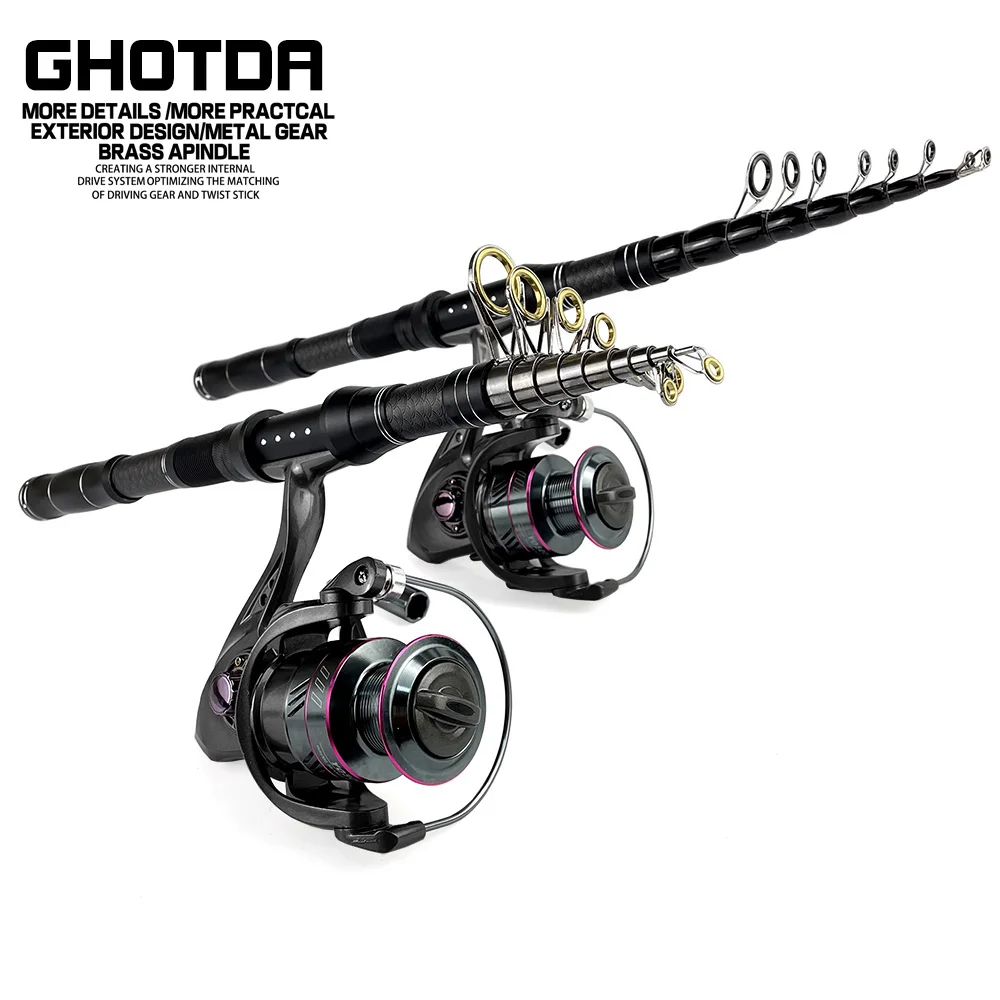 1.8m 2.1m 2.4m 2.7m 3.0m Carbon Fiber Telescopic Rock Fishing Rod