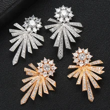 GODKI очаровательные фейерверки кубического циркония эффектные Серьги Дубай корейские элегантные женские серьги-гвоздики в ювелирных изделиях