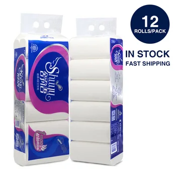 

12 Rolls/Pack Toilet Tissue Bathroom Rest Room Paper 4 Ply Daily Use Clean Paper Virgin Wood Pulp Good Quality