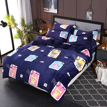 

Duvet Cover Bedding Sets With Pillow Case Home Textile Microfiber Polyester Set of Bed Flannel Europe Size Fast warm for Nordic