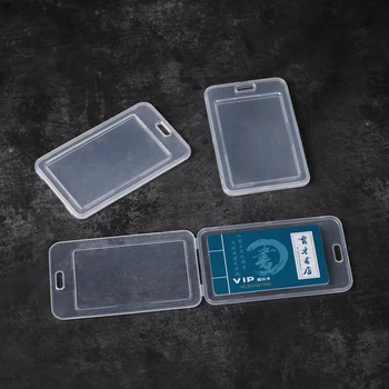 

1 PC Transparent Plastic Double-sided IC Card Business Card Case Protection Sleeve Anti-theft Card Holder School Office Supplies