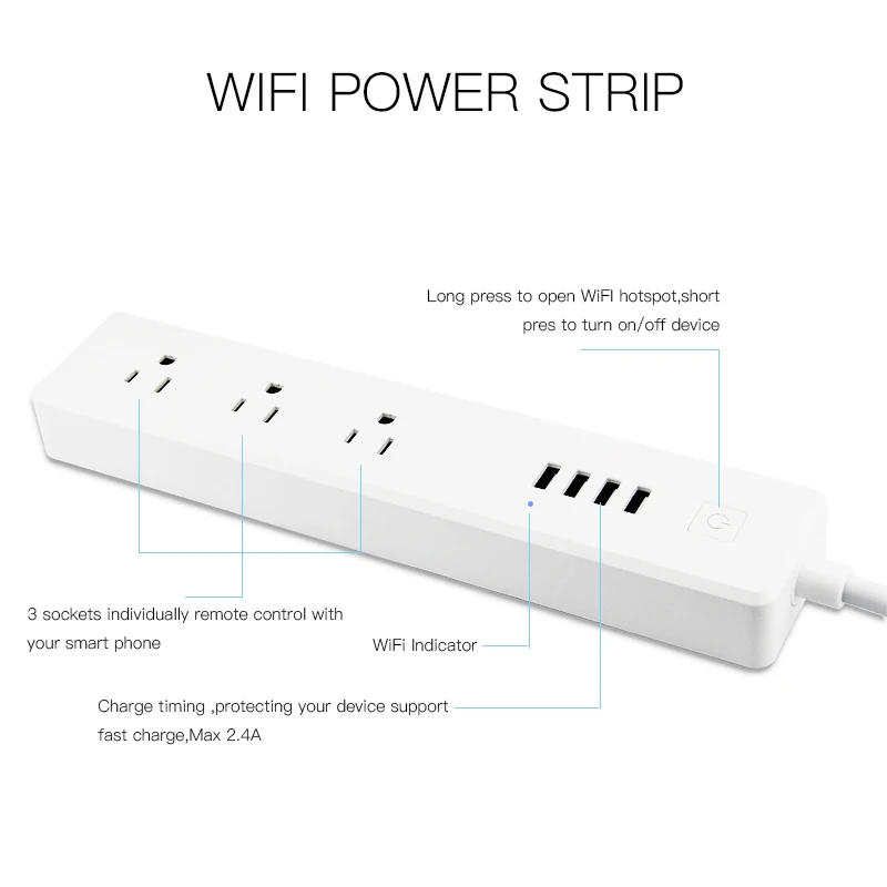 FrankEver Smart Wifi power Strip 15A стабилизатор напряжения несколько розеток питания 4 USB порта Голосовое управление работа с Alexa