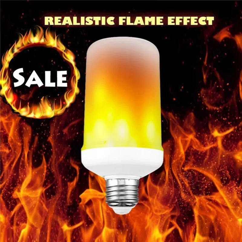 Светодиодный ные лампы с эффектом пламени и огня E27 E14 9 Вт 12 2835 SMD 3 режима + датчик