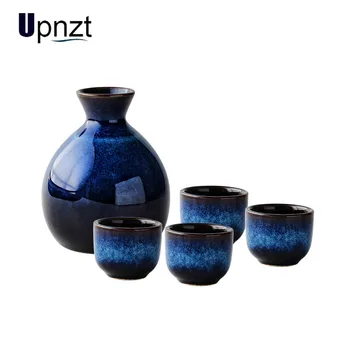 

Household Japanese Sake Set Blue Mini Ceramic Flask Decoration Furnishings Floral Accessories Hip Flask