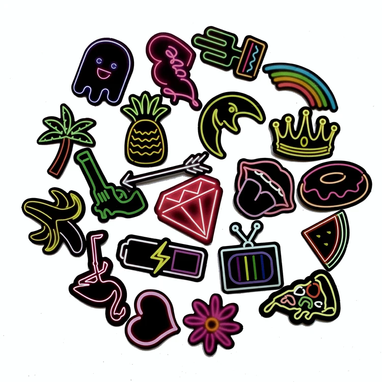 

21PCS The neon lights Sticker For Trolley Backpack Table PVC Skateboard motorcycle helmet Car Styling Car Accessories