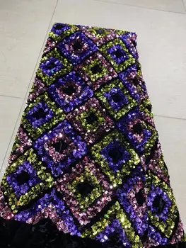 

New 2020 African Sequins High Quality Net Lace,French Voile Guipure tulle mesh Lace Fabric For dress 5yd/lot Free Shipping