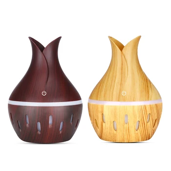 

300ml Ultrasonic Air Humidifier Aroma Essential Oil Diffuser with Wood Grain 7 Color Changing LED Lights for Office Home