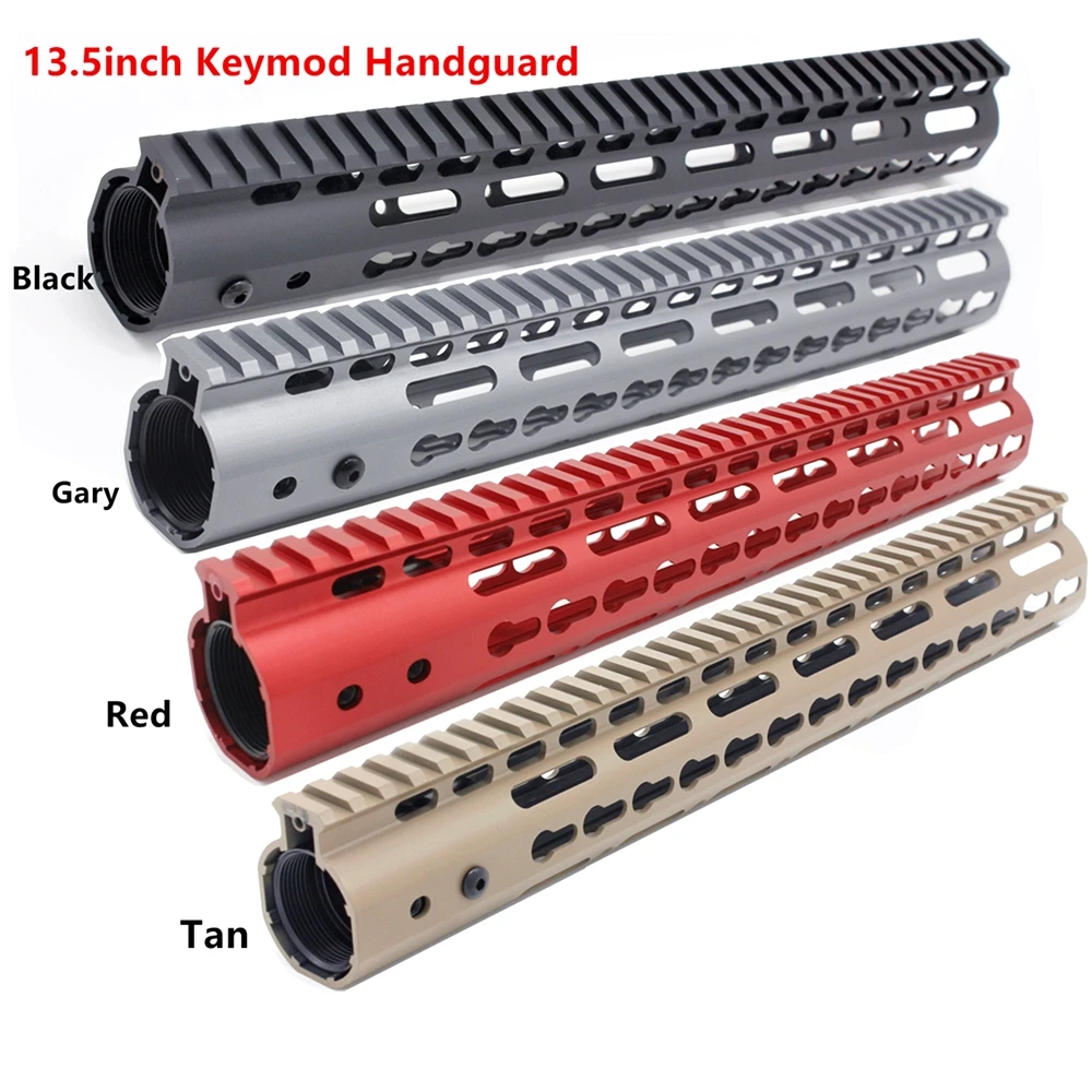 13,5 дюйма Длина Сверхлегкий KeyMod поплавковая система крепления Handguard рейка с бочковой гайкой черный/красный/коричневый/серый