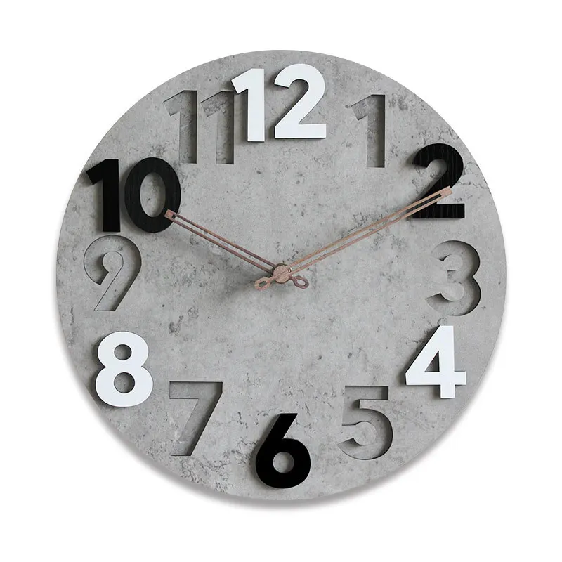 12/16 Inches Home Digital Wall Clocks Creative Numbers Needle Mute Clock for Living Room Bedroom Office Wall Decoration