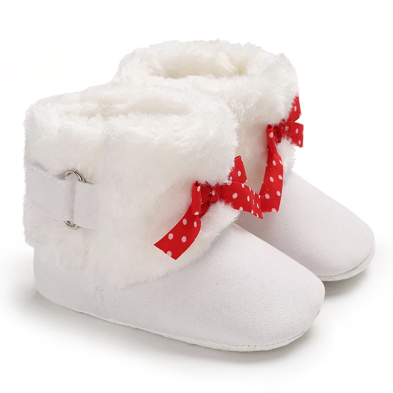 Adorable Infant Toddler Baby Girls Snow Boots Winter Soft Sole Crib Shoes Bowknot Booties Infant Newborn Party Shoes 0-18M - Цвет: As photo shows