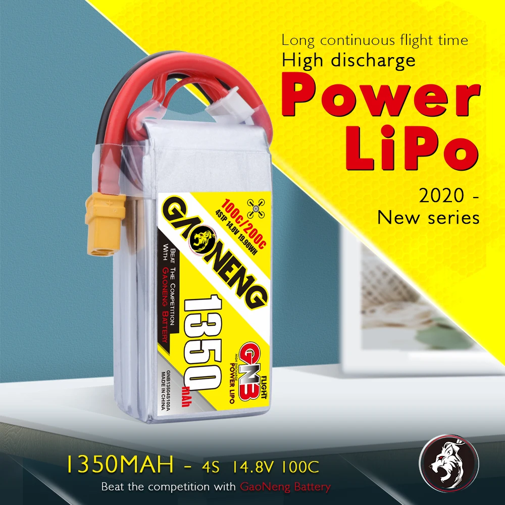 Новый аккумулятор Gaoneng GNB 1350 мА/ч 14 8 V 100C / 200C 4S Lipo Батарея Перезаряжаемые XT60 разъем