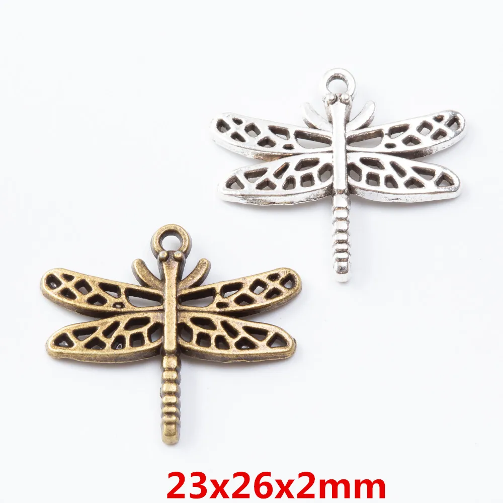 

35 pieces of retro metal zinc alloy dragonfly pendant for DIY handmade jewelry necklace making 7343